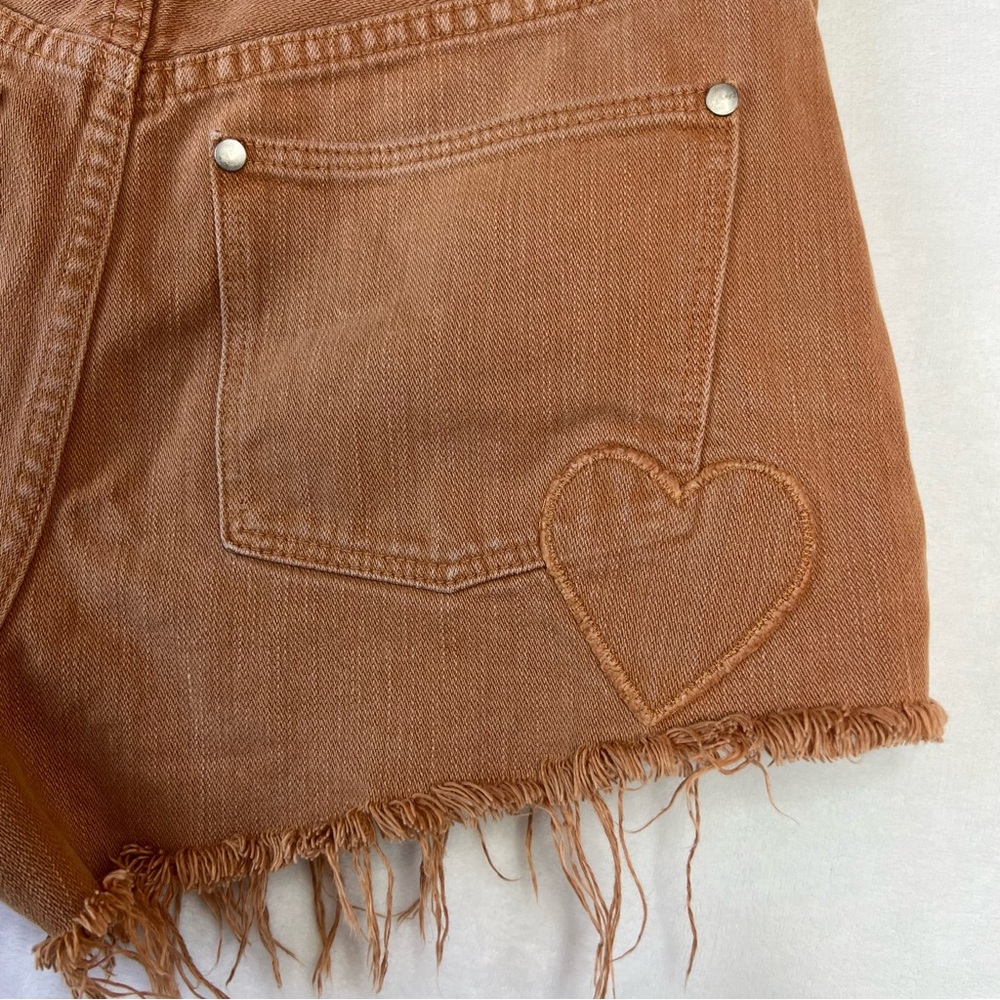Madewell Where I was From shorts Orange Denim w‎ embroidered heart on butt sz 24 - Picture 7 of 10
